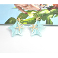 Serie Ocean Hanging Acrílico Sea Star Jewellry para niñas Pendientes de peces estrellas de acero inoxidable